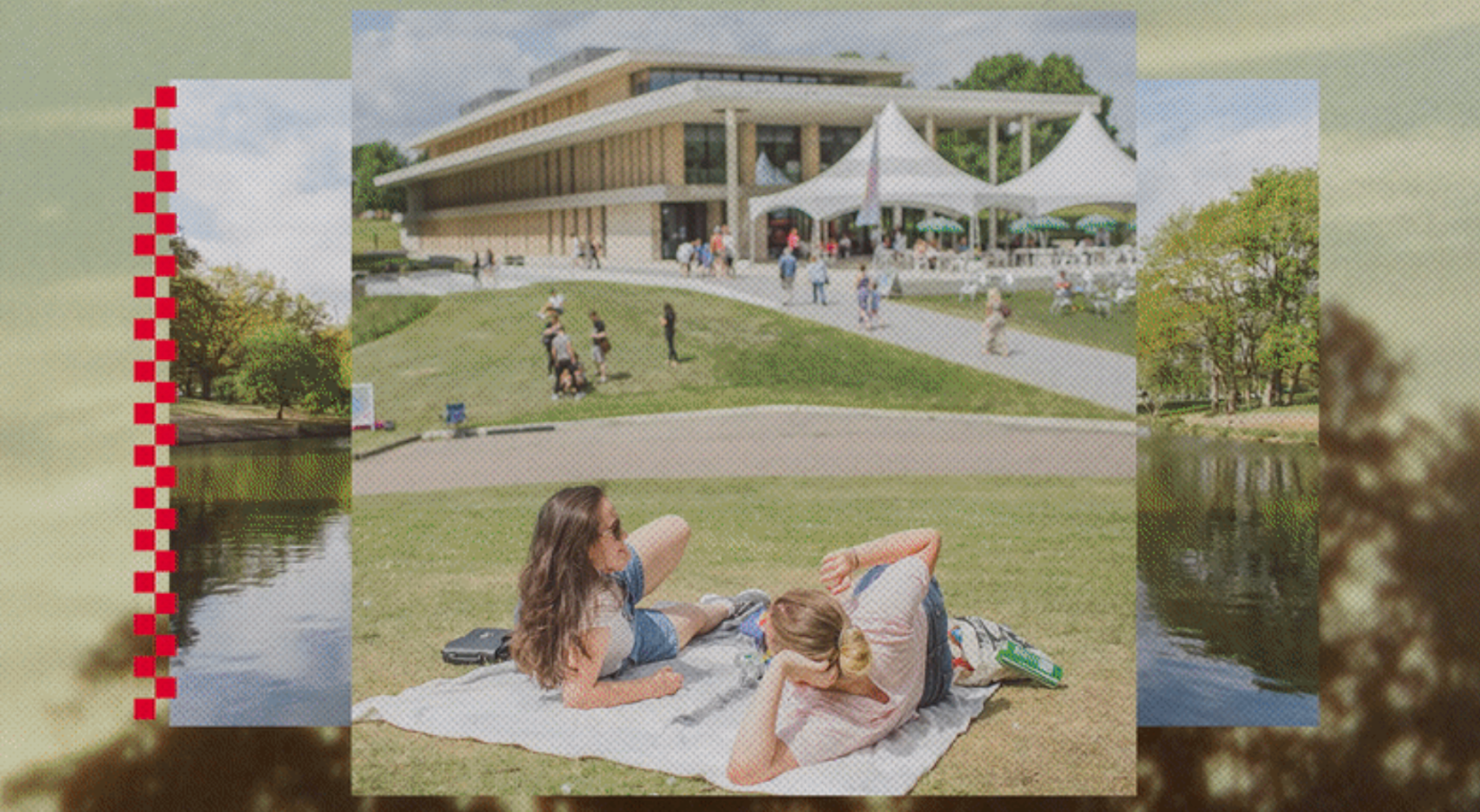 Two students laying down on University of Essex campus